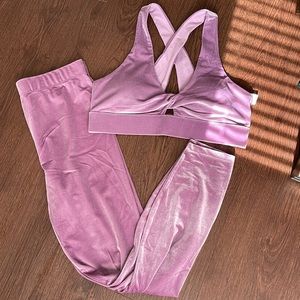 Fabletics Velour Sports Bra & Leggings Set, Size L